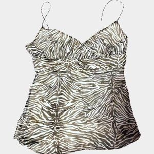 100% silk vintage J. Crew Zebra Print tank